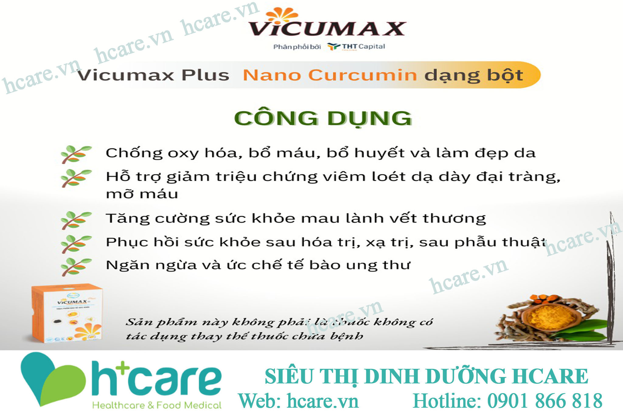 Vicumax Plus nano curcumin 35g - Hỗ trợ giảm triệu chứng viêm loét dạ dày tá tràng 