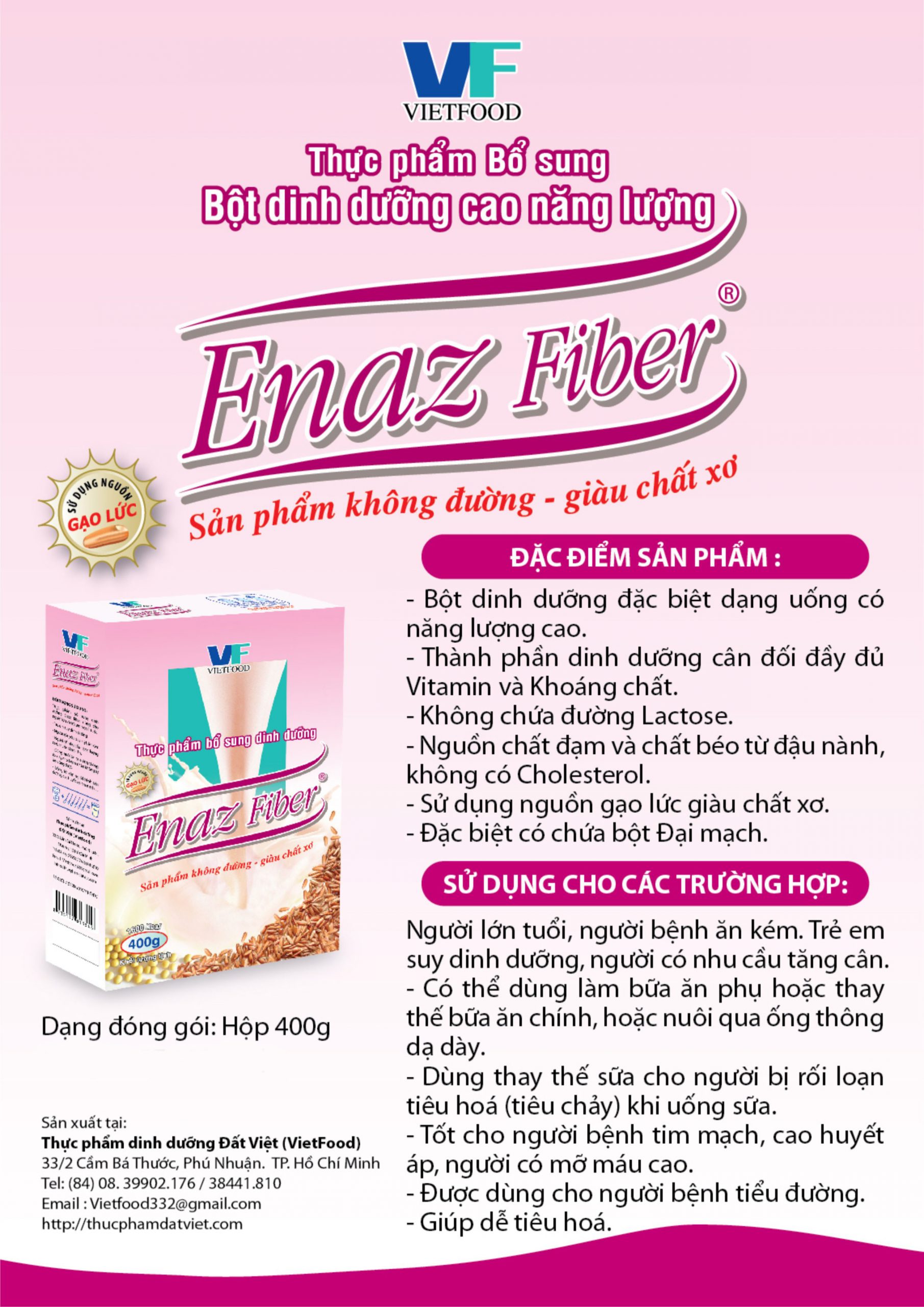 Đặc điểm của sản phẩm bột dinh dưỡng enaz fiber