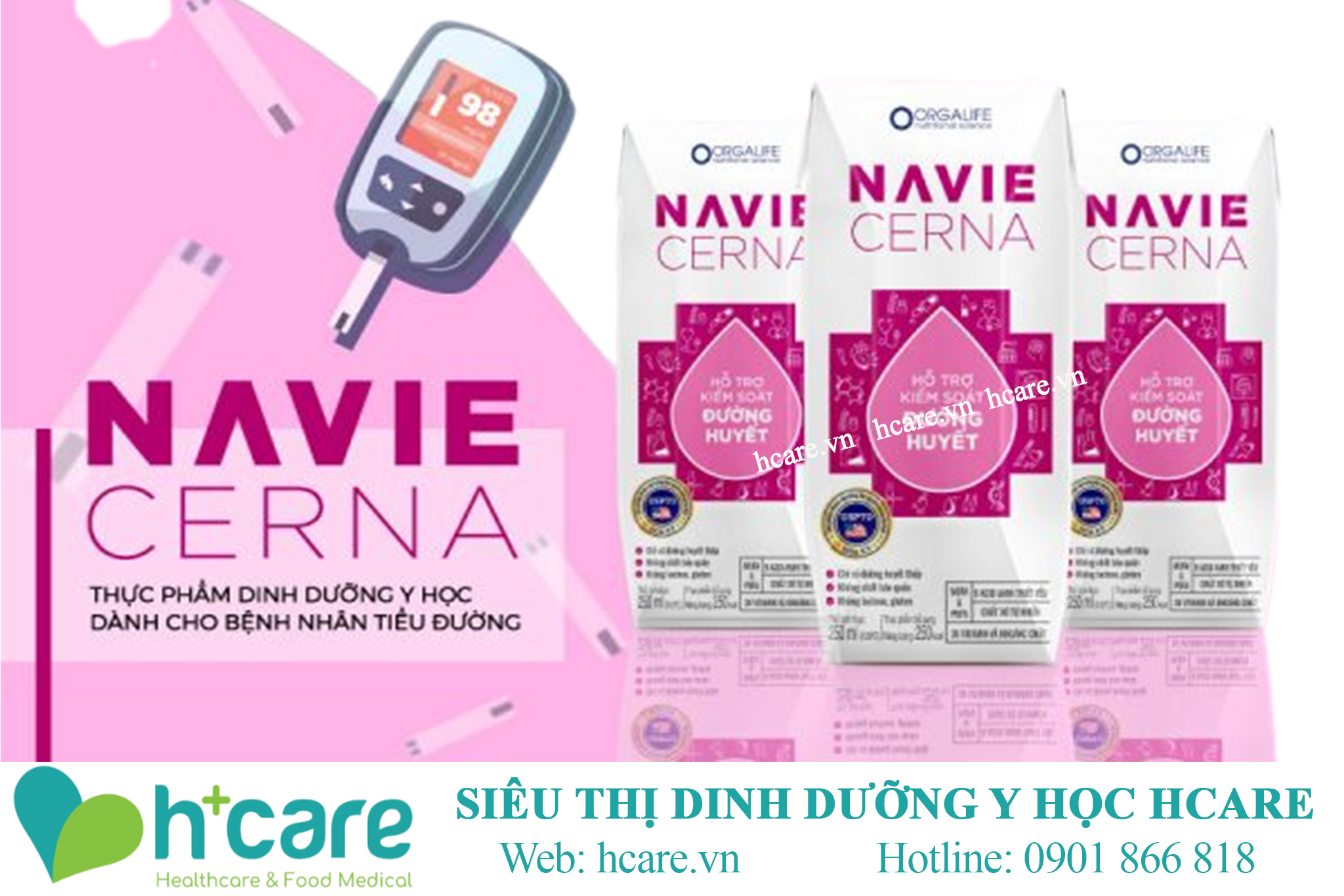 Sữa Navie Cerna 250 ml thực phẩm dinh dưỡng hỗ trợ kiểm soát đường huyết cho bệnh nhân Tiểu đường