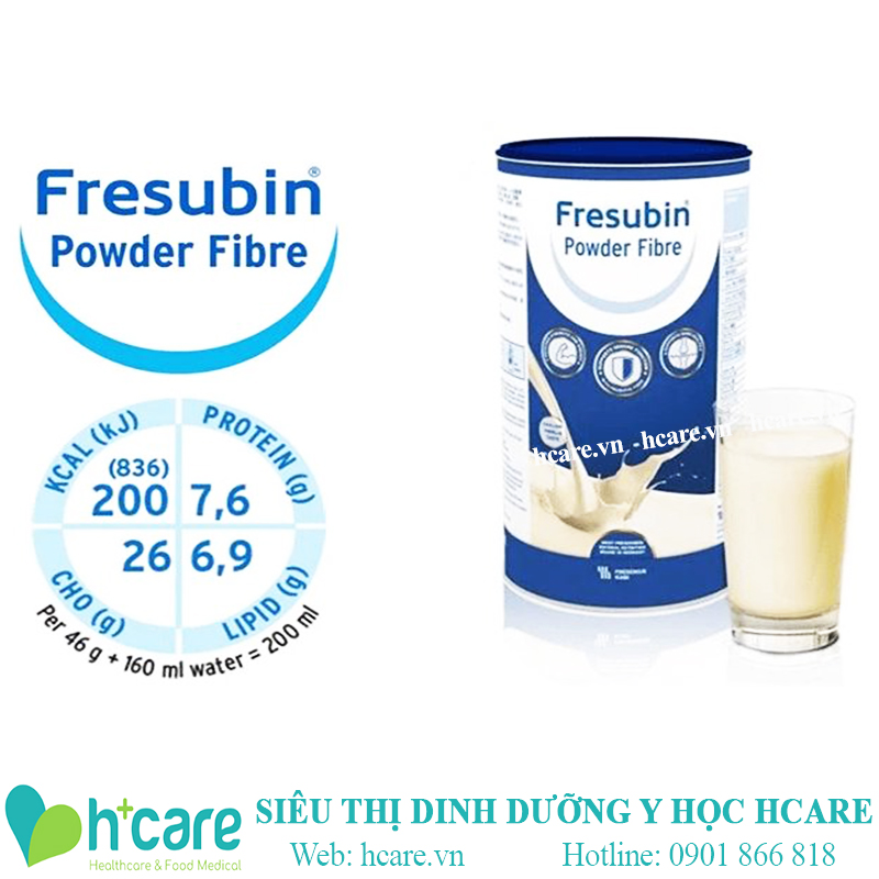 Dinh dưỡng có trong 1 ly Fresubin powder fibre vanilla 500g 