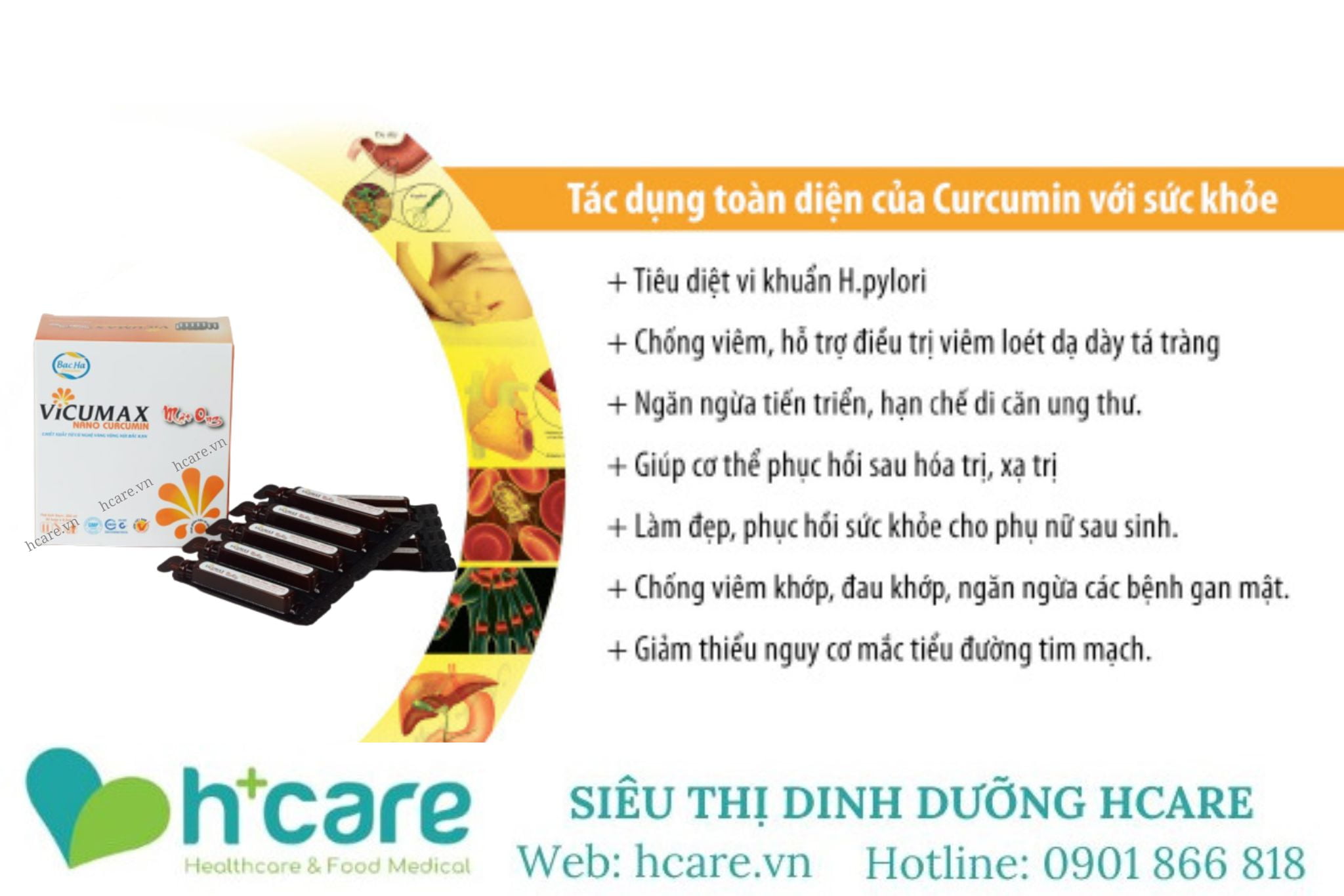 Vicumax Nano Curcumin nghệ mật ong - Ngăn ngừa, hỗ trợ điều trị ung thư