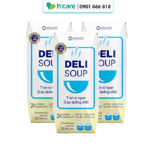 Soup uống Delisoup 250ml bữa ăn giàu dưỡng chất cho người kém hấp thu (3 hộp)